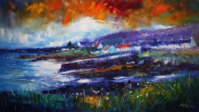 Winter storm passing Arinagour Isle of Coll 18x32